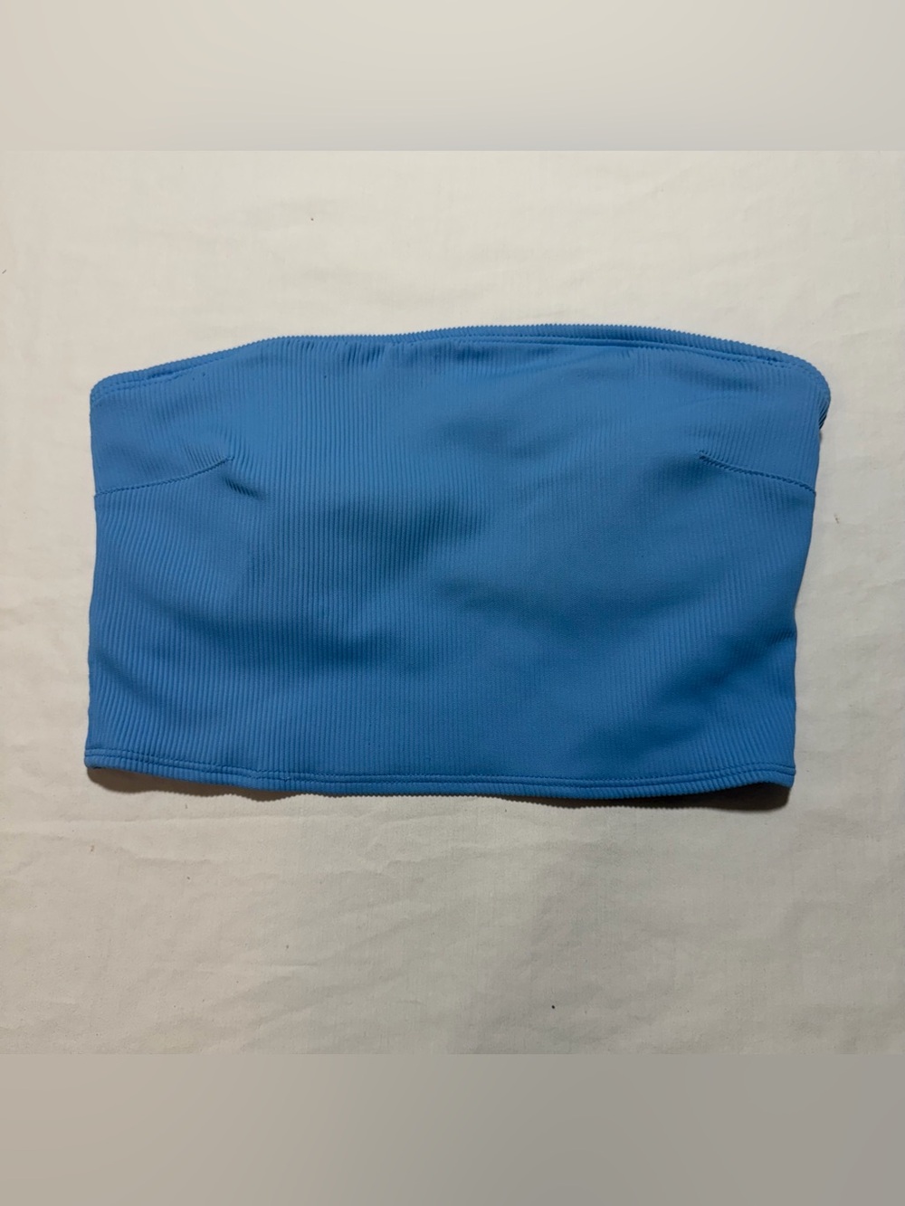 aerie Blue Ribbed Strapless Swim Top